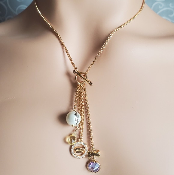 Juicy Couture Jewelry - Juicy Couture Thin Gold Tone Toggle Charm Necklace
